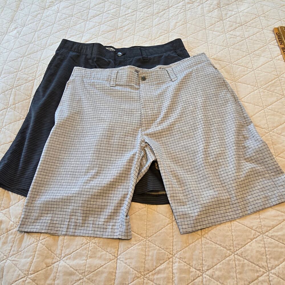 Callaway Shorts Mens 36 Set of 2 Gray Stripe Check Golf Athleisure Casual Work